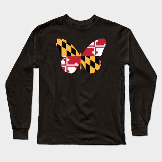 Maryland Butterfly Long Sleeve T-Shirt by Wickedcartoons